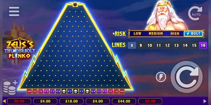 สายฟ้าตกสองครั้งกับ Zeus’s Thunderbolt Plinko โดย NetGaming